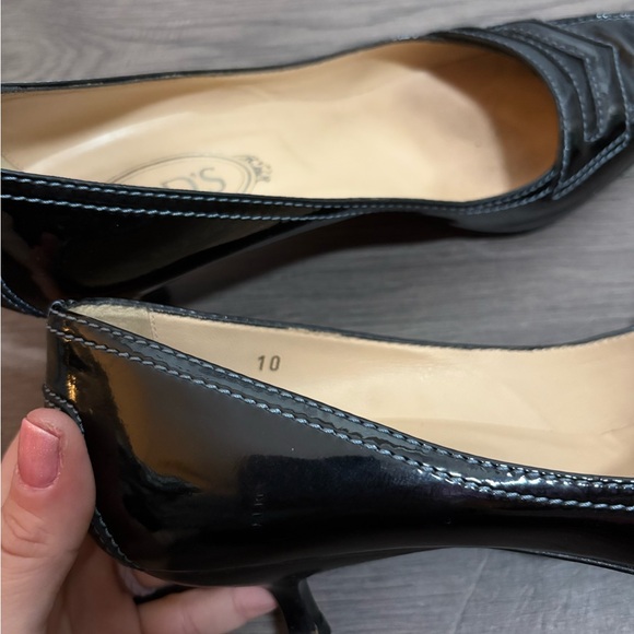 Tod's Fifty Century Black Patent Leather Kitten Heel Shoes Quiet Luxury Classic - Picture 7 of 7
